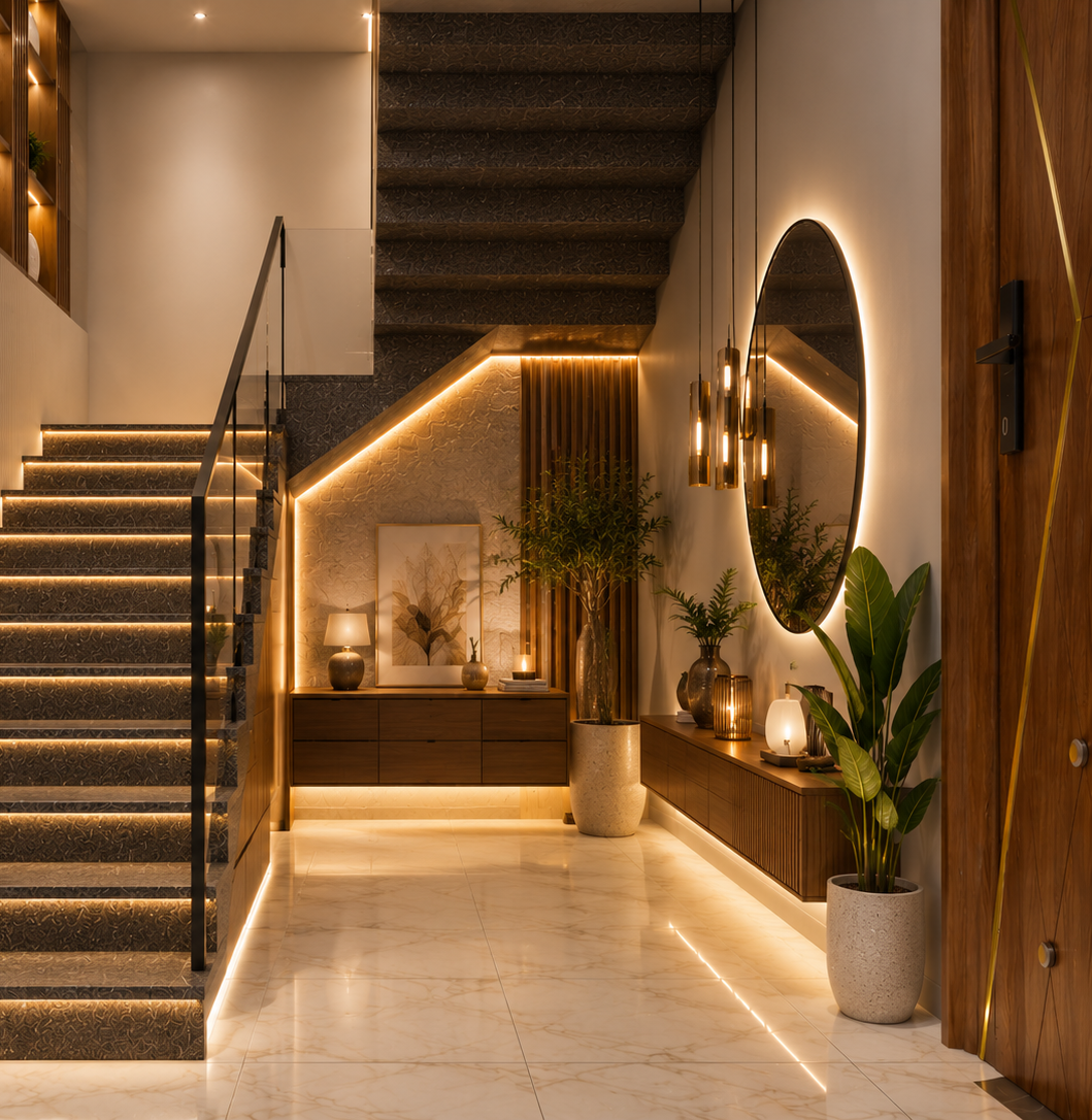 Staircase Passage with Ambient Lighting